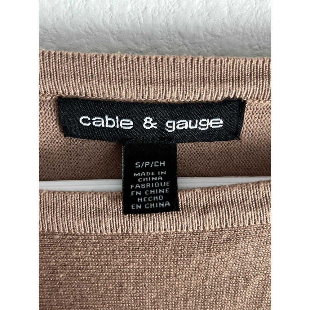 Cable & Gauge Sweater Womens Small Brown Tight Knit Ribbed Boat Neck Winter - Picture 3 of 4